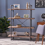 Industrial Pipe Design 4-Shelf Etagere Bookcase - NH713503