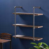 Industrial Pipe Design 3-Tier Wall Mount Floating Shelf - NH342503