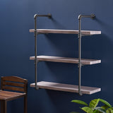 Industrial Pipe Design 3-Tier Wall Mount Floating Shelf - NH023503