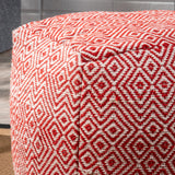 Outdoor Handcrafted Boho Water-Resistant Pouf - NH048403