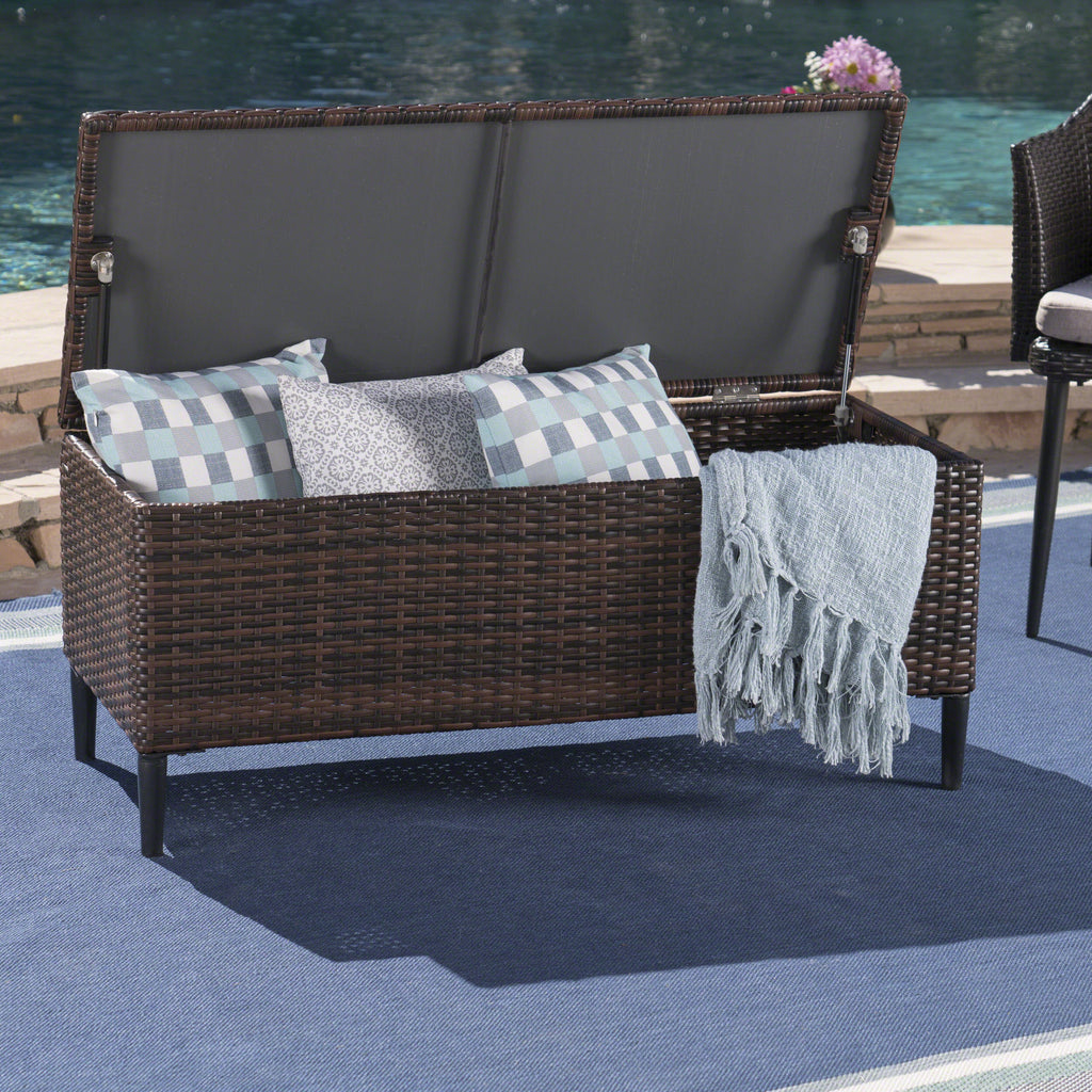 Outdoor Wicker Storage Chest NH240403 Noble House Furniture