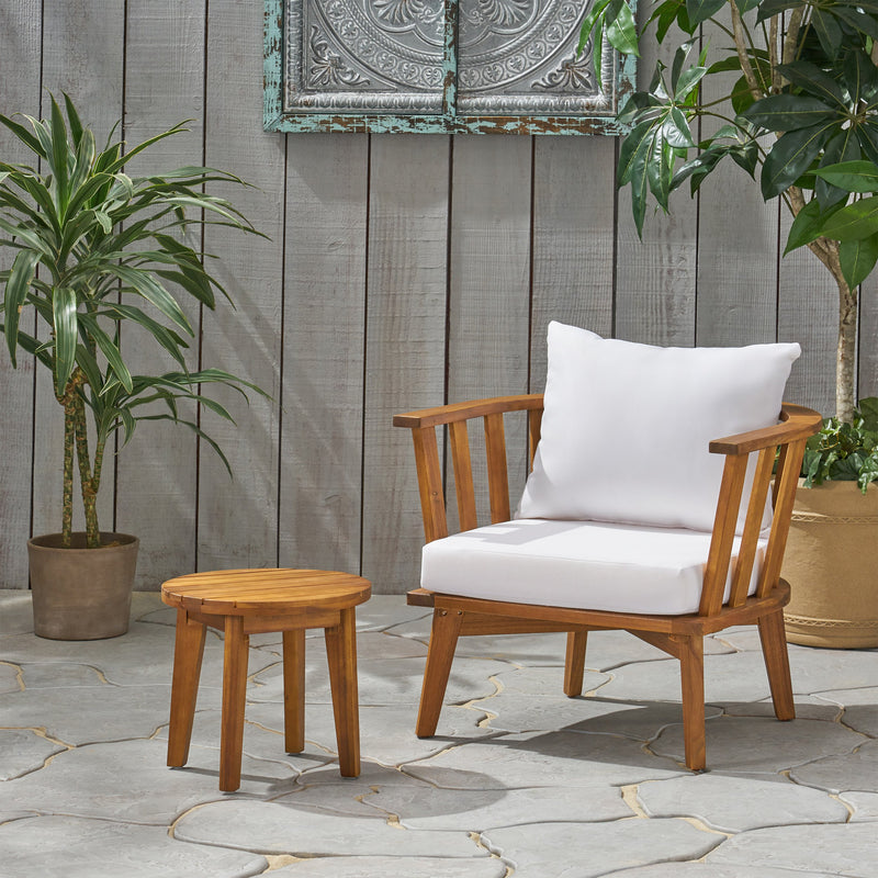 Outdoor Acacia Wood Club Chair and Side Table Set - NH426903