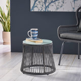 Steel Rope With Tempered Glass Boho Side Table - NH415703