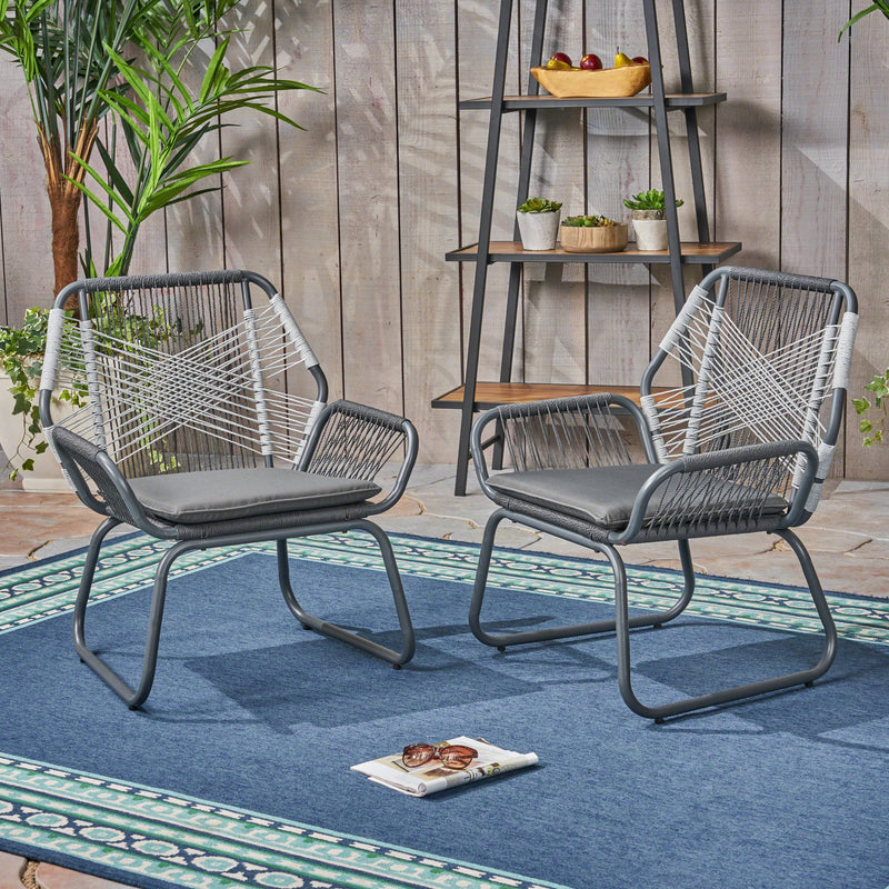 Outdoor Rope and Steel Club Chairs (Set of 2) - NH175503