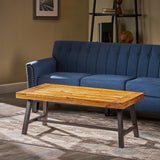 Indoor Rustic Acacia Wood Coffee Table, Sandblast Finish - NH346403