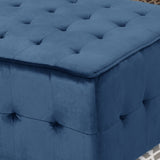 Modern Glam Tufted Waffle Stitch Velvet Square Ottoman Coffee Table - NH574403