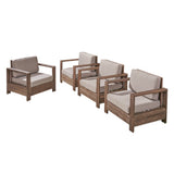 Outdoor Acacia Wood Club Chairs (Set of 4) - NH263603
