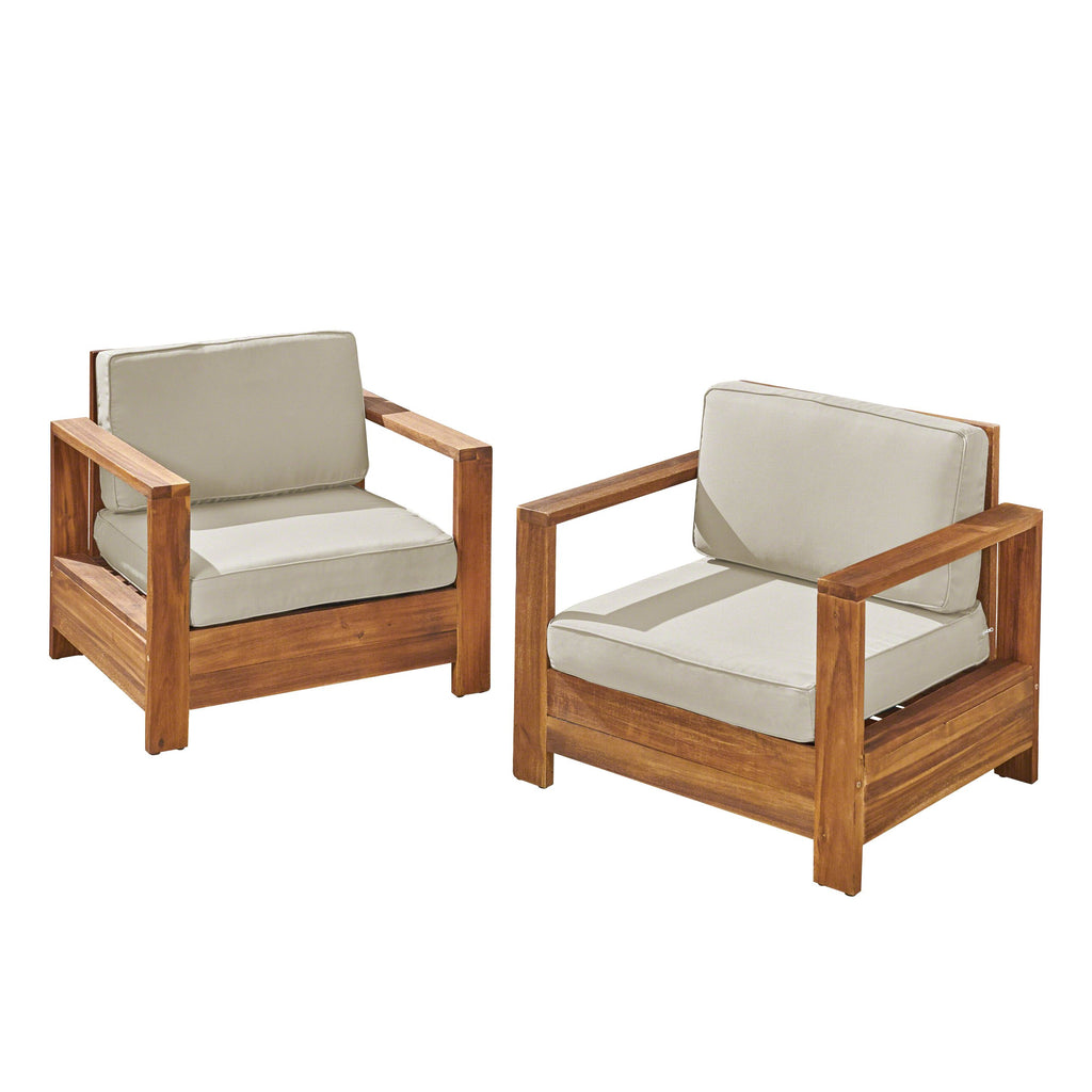 Outdoor Acacia Wood Club Chairs (Set of 2) NH353603 Noble House