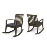 Outdoor Acacia Wood Rocking Chair with Water-Resistant Cushions - NH135603