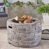 Outdoor 32-inch Wood Burning Light-Weight Concrete Round Fire Pit, Grey - NH484403