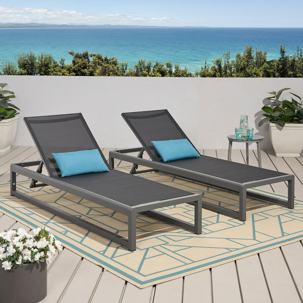 Outdoor Mesh Chaise Lounge (Set of 2) NH749113 Noble House Furniture