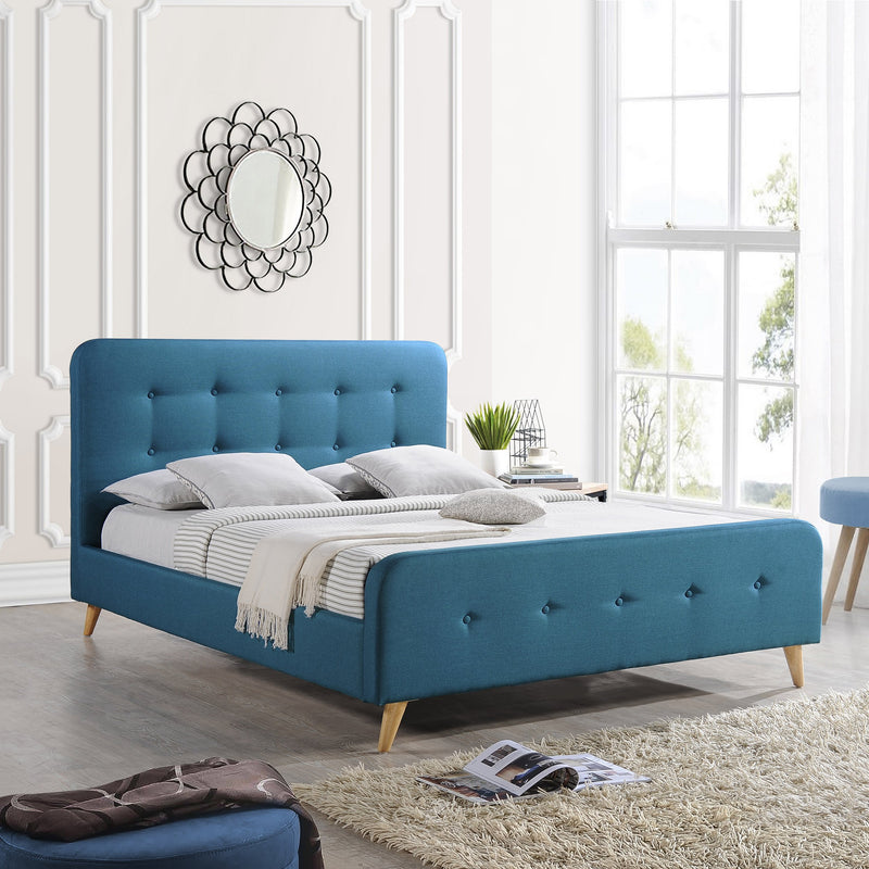 Modern Glam Button-Tufted Queen Velvet Bed Frame with Splayed Legs - NH116403