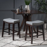 Contemporary Upholstered Saddle Counter Stool with Nailhead Trim, Set of 2 - NH298303