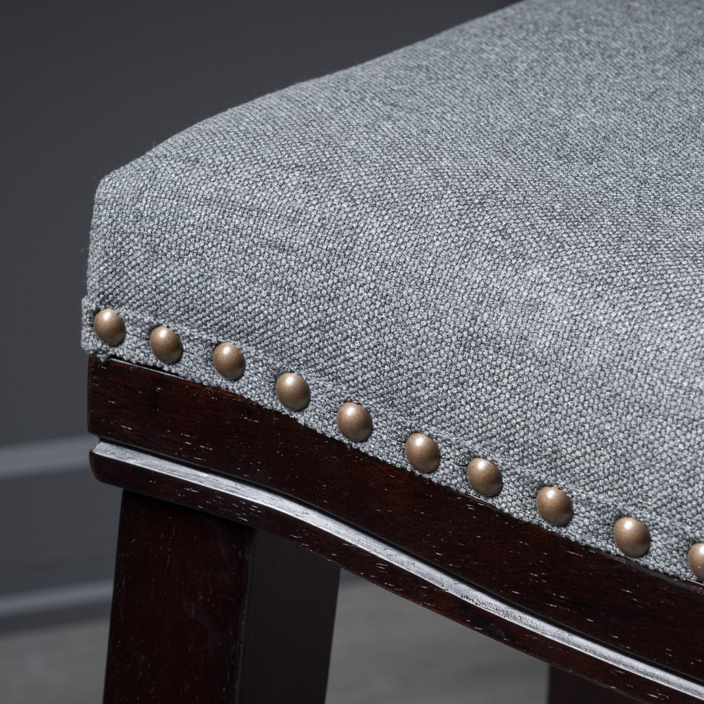 Contemporary Upholstered Saddle Counter Stool with Nailhead Trim, Set NobleHouseFurniture