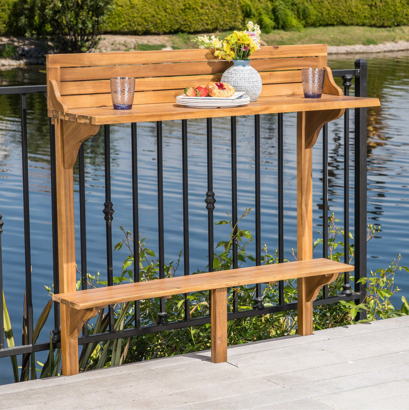 Outdoor Acacia Wood Balcony Bar Table - NH441403