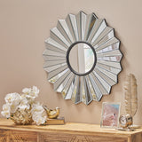 Modern glam Circular Pleated Flower Wall Accent Mirror - NH082403