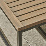 Outdoor Industrial Acacia Wood and Iron Bench - NH924603