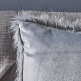 Furry GlamDark Grey and Light Grey Streak Faux Fur Throw Pillow - NH642403