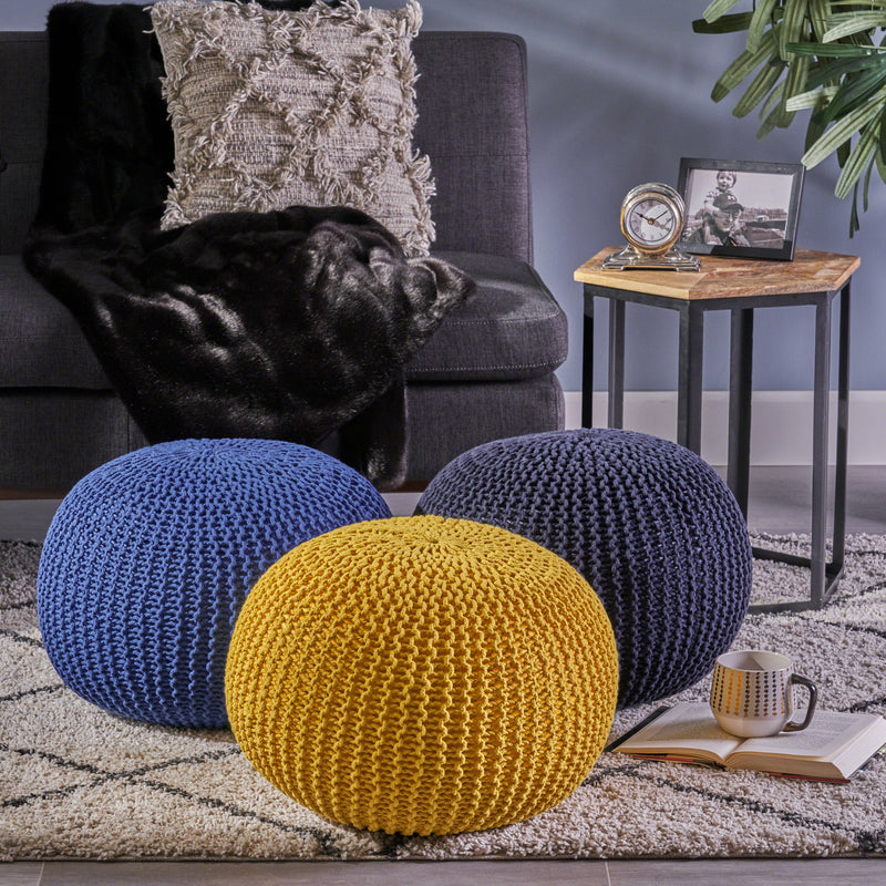 Knitted Cotton Pouf - NH534403