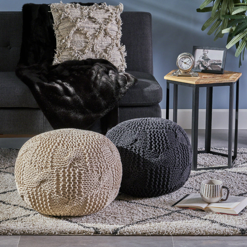 Knitted Cotton Pouf - NH834403