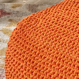 Knitted Cotton Square Pouf - NH887403