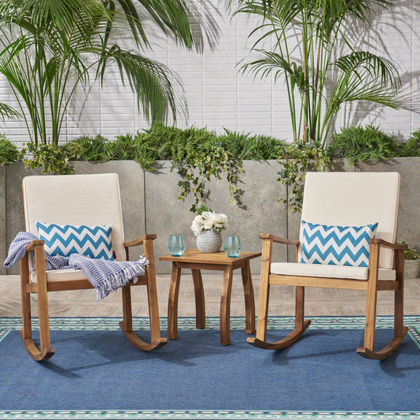 Outdoor Acacia Wood Rocking Chair and Table Set - NH617403