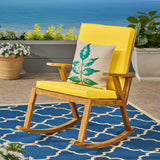 Outdoor Acacia Wood Rocking Chair with Water-Resistant Cushions - NH135603