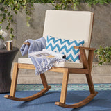 Outdoor Acacia Wood Rocking Chair with Water-Resistant Cushions - NH156403