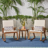 Outdoor Acacia Wood Rocking Chair Chat Set - NH817403