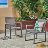 Outdoor Mesh Dining Chairs with Aluminum Frame (Set of 2), Gray - NH532503
