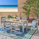 Outdoor 7-Piece Aluminum Dining Set with Glass Table Top - NH386503