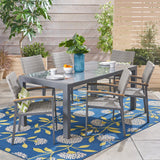 Outdoor Aluminum and Mesh 7 Piece Dining Set with Glass Table Top - NH586503