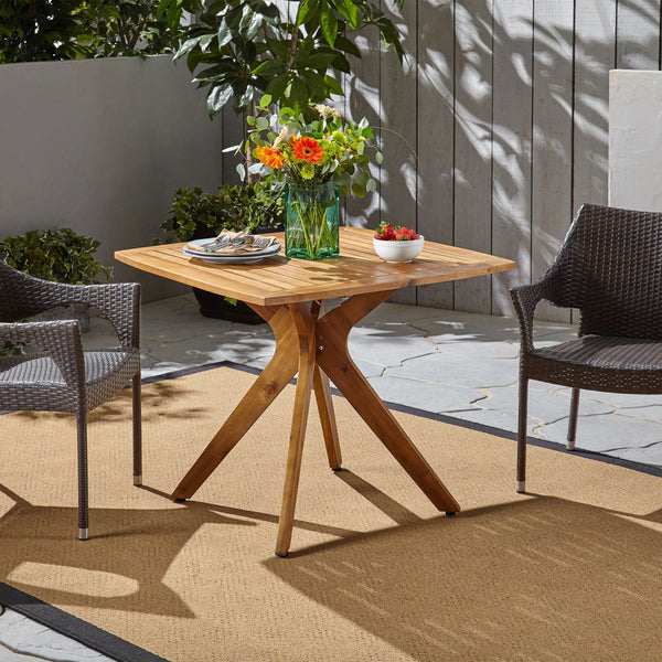 Outdoor Square Acacia Wood Dining Table with X Base - NH631503