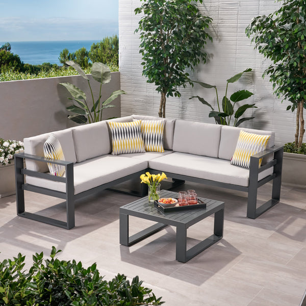Outdoor Aluminum Sofa Sectional with Coffee Table - NH122013