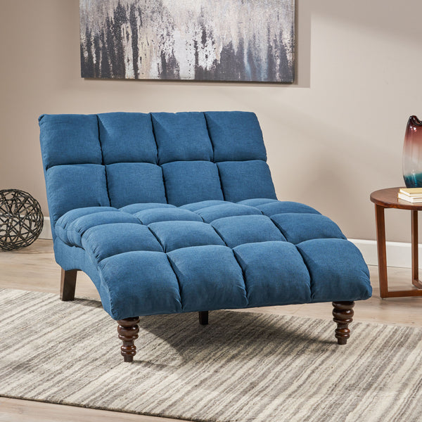 Modern Tufted Fabric Double Chaise Lounge Nh417403 Le House Furniture