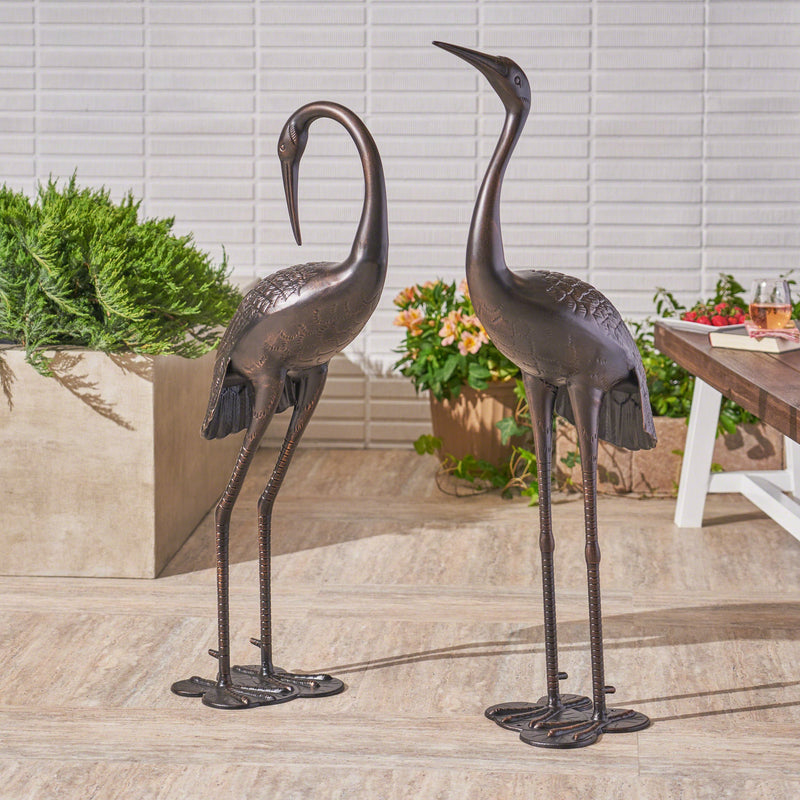 Outdoor 43 and 39 Inch Aluminum Cranes (Set of 2), Dark Bronze - NH396403