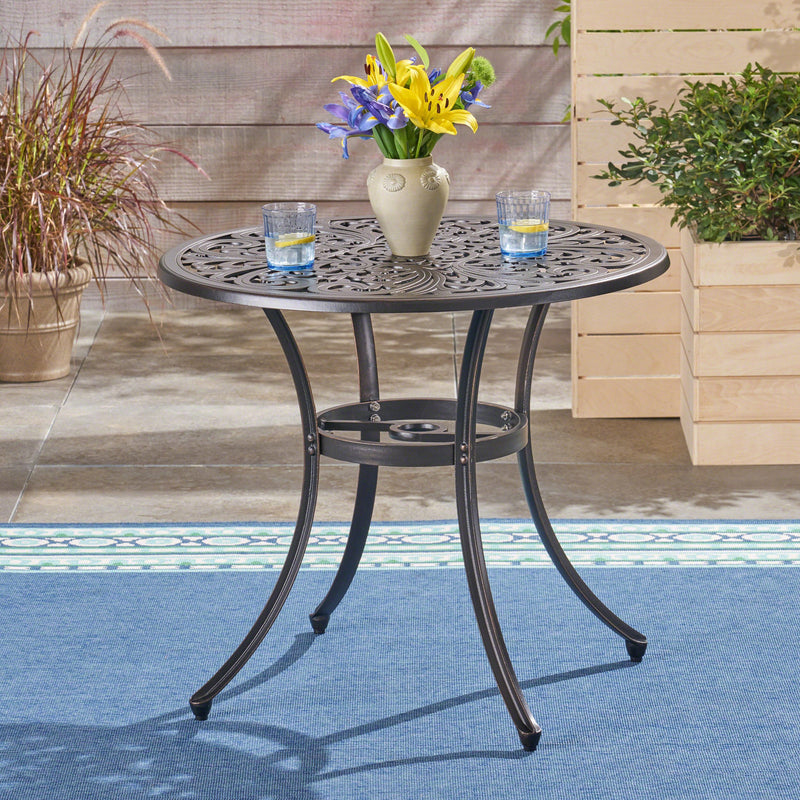 Outdoor Cast Aluminum Dining Table, Shiny Copper - NH323503