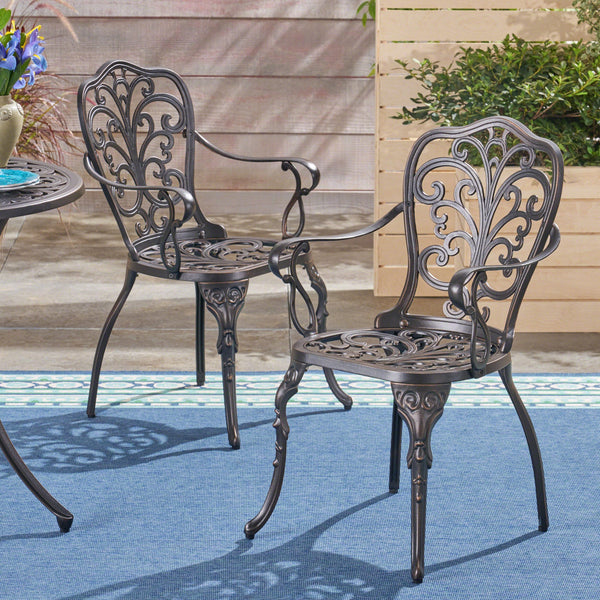 Outdoor Cast Aluminum Dining Chair (Set of 2), Shiny Copper - NH423503