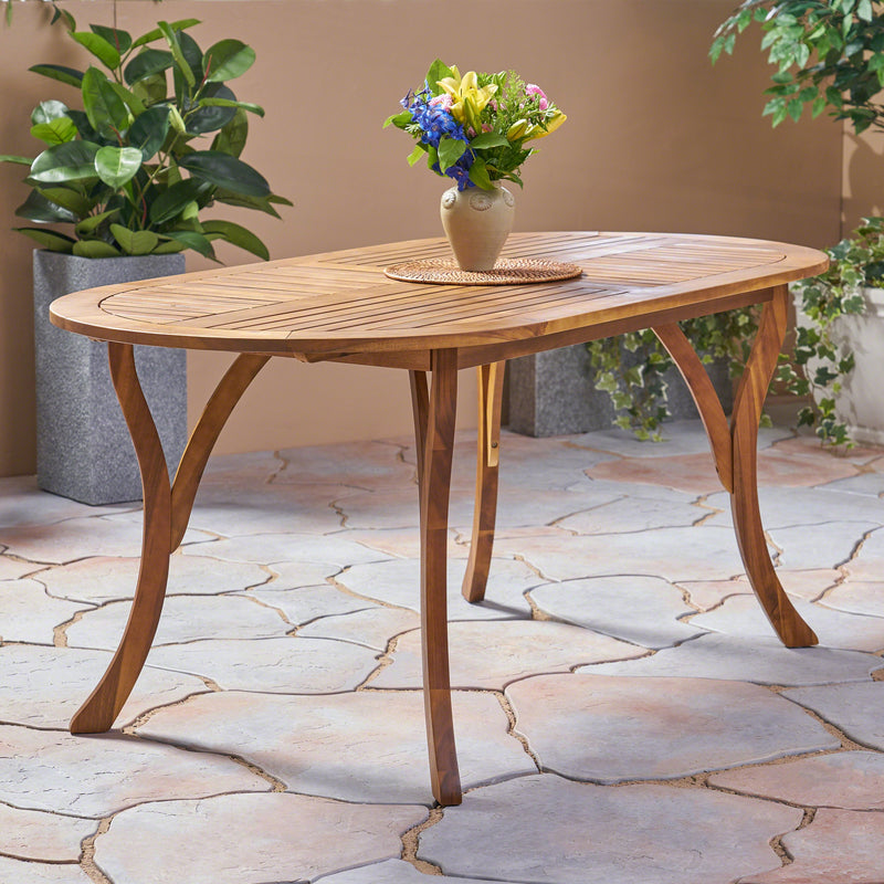 Outdoor 70-inch Oval Acacia Wood Dining Table - NH968403