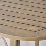 Outdoor Round Acacia Wood Bistro Table, Gray - NH599403