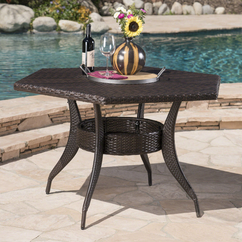 Outdoor 53 Inch Wicker Hexagon Dining Table - NH831403