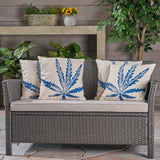 Outdoor 18-inch Water Resistant Square Pillows, Blue on Beige - NH205503