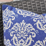 Outdoor 18-inch Water Resistant Square Pillows, Beige on Blue - NH905503