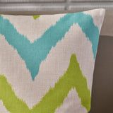 Outdoor Water Resistant 18-inch Square Pillow, Teal / Green Chevron - NH597503