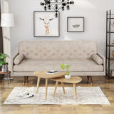 Mid Century Modern Microfiber Sofa with Button Accents - NH887703