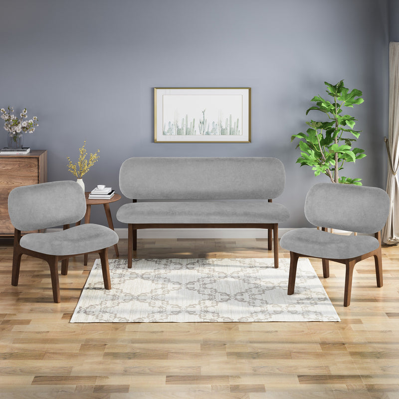 Mid-Century Modern 3-Piece Chairs & Love Seat Living Room Set - NH291903