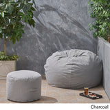 Outdoor Water Resistant 4.5 Bean Bag and 2 Ottoman Pouf Set - NH510803