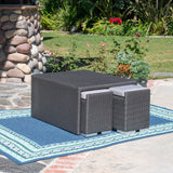 Outdoor 3 Piece Aluminum Framed Coffee Table and Ottoman Set - NH399403