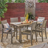 Outdoor 6-Seater Rectangular Acacia Wood Dining Set - NH884603
