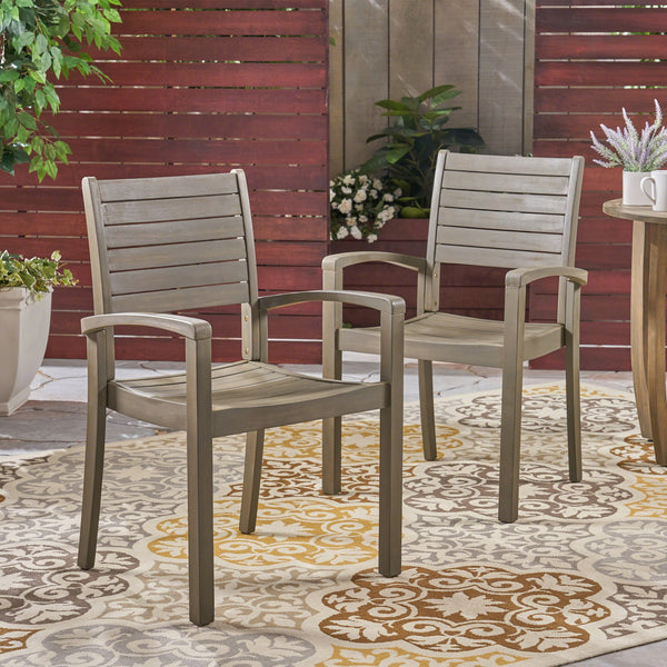 Outdoor Acacia Wood Dining Chairs (set of 2) - NH234603
